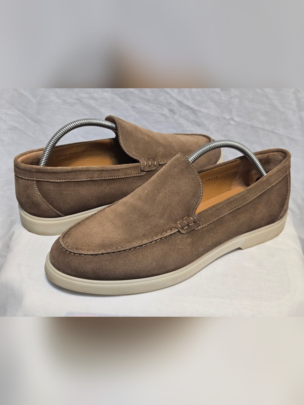 Magnanni "Paraiso" Mens Brown Suede Hybrid Apron-toe Loafers Sz 10